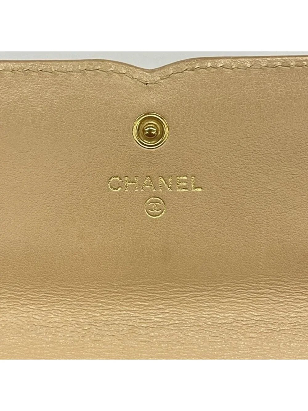Chanel Wallet CC Filigree Caviar Leather Beige Gold